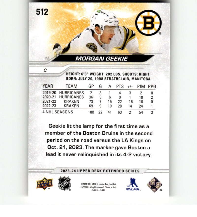Amazon.com: 2023-24 Upper Deck Extended #512 Morgan Geekie Boston