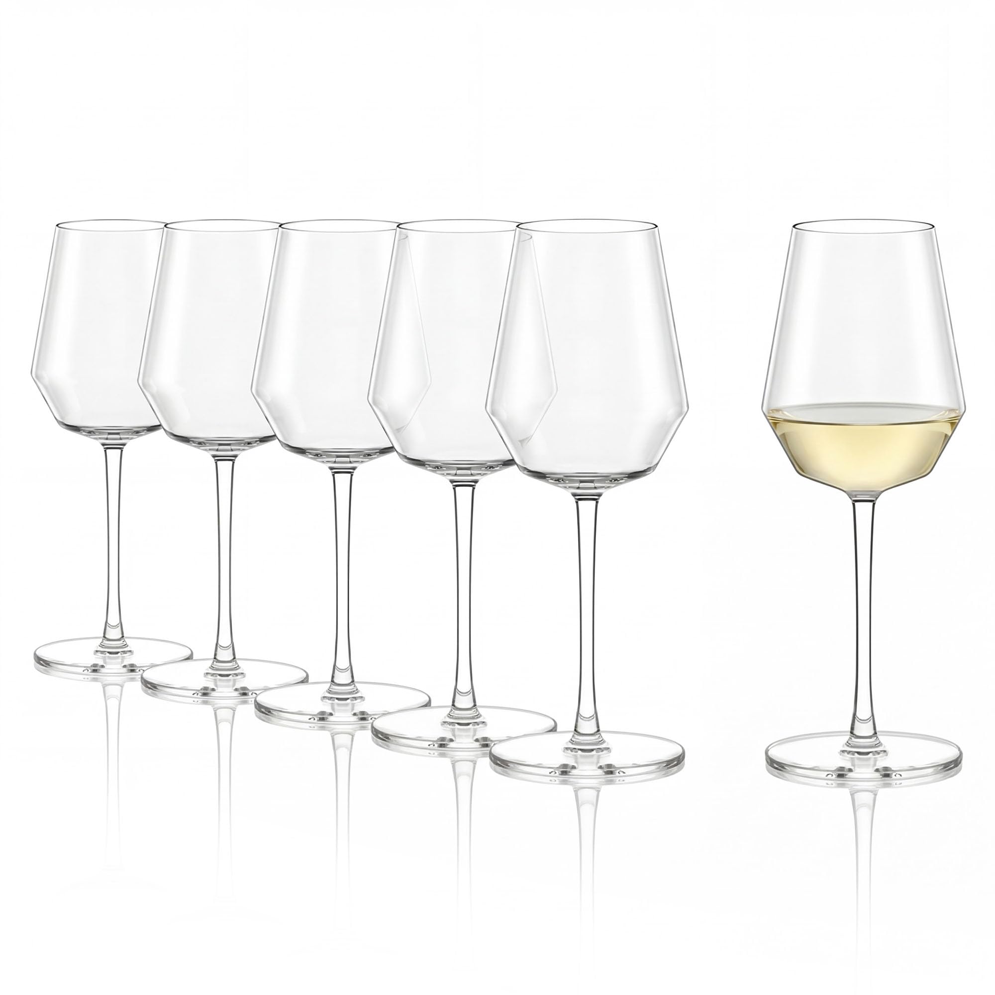 Stölzle Lausitz Celestia Weißweingläser Facettendesign 410 ml, 6er-Set | Weißweingläser mit facettierter Oberfläche für optimale Aromaentfaltung, aus Kristallglas, stoßfest & spülmaschinengeeignet