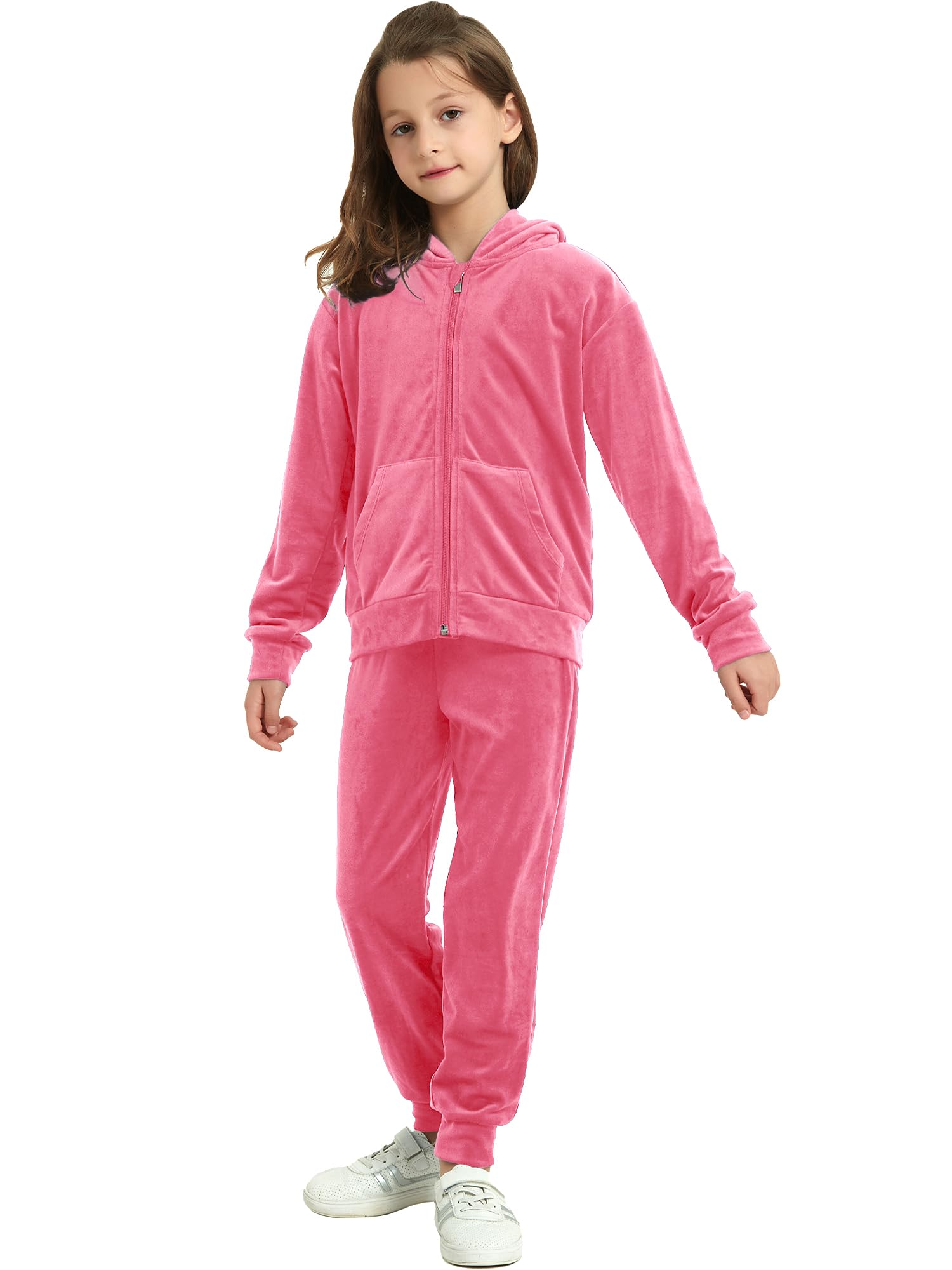 MessBebe Trainingsanzug Sportanzug Jogginganzug Mädchen Sweatsuits Set Velour 2-teilige Outfits Zip Up Hoodies und Hosen Sportswear Jogging Set