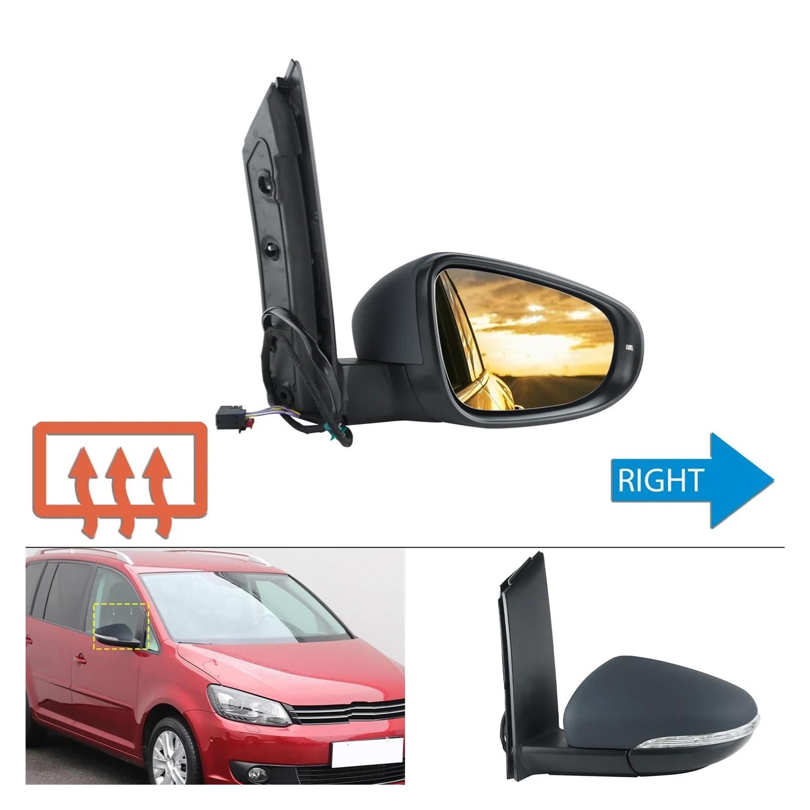 Specchietti Esterni Completi Per VW Per Touran Per MK2 10-15 Specchietto Retrovisore Esterno Riscaldato Elettrico Indicatore Di Direzione Destro Primerizzato