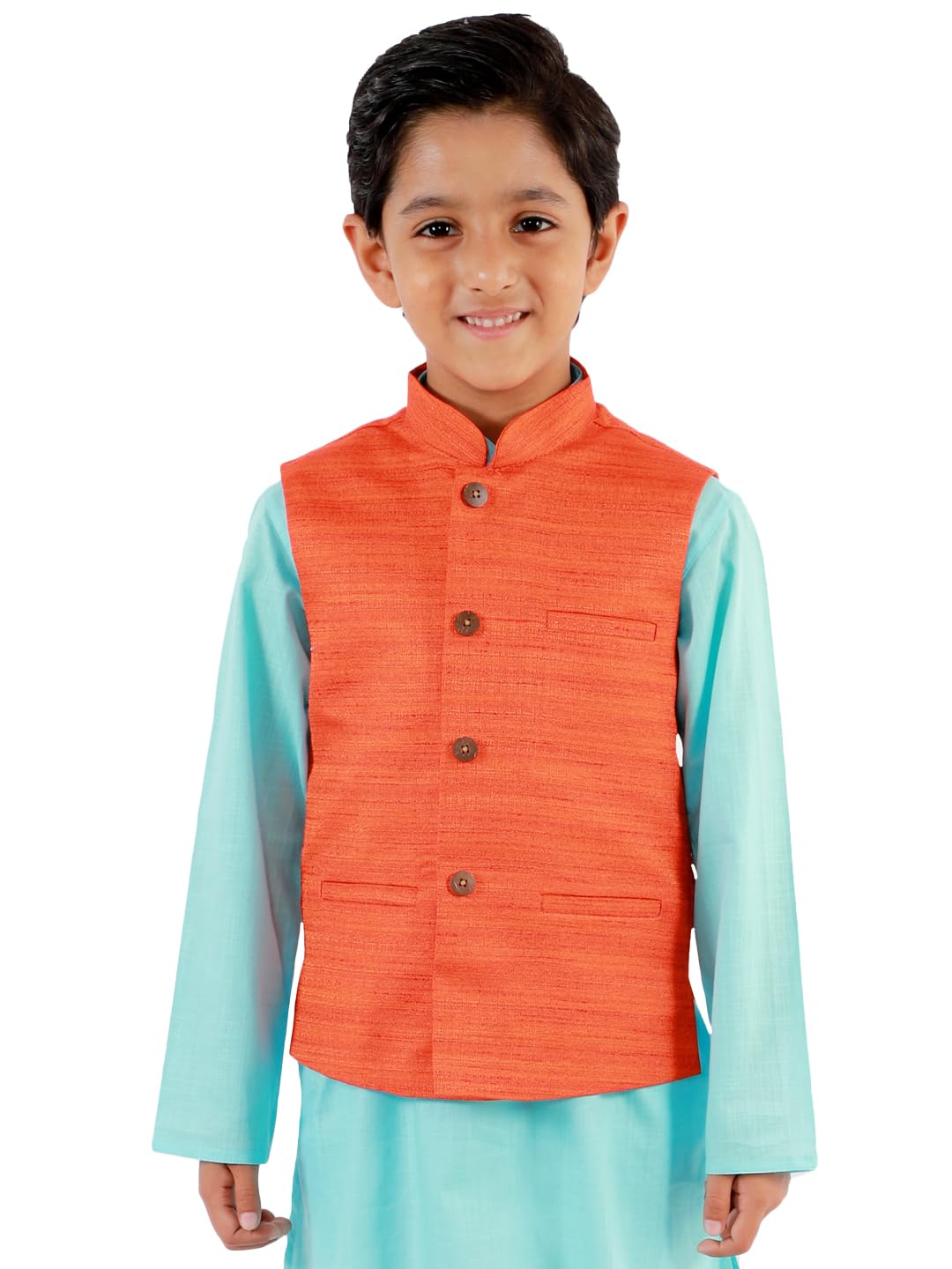 Jbn Creation Vastramay Boys' Orange Nehru Jacket (B1359)