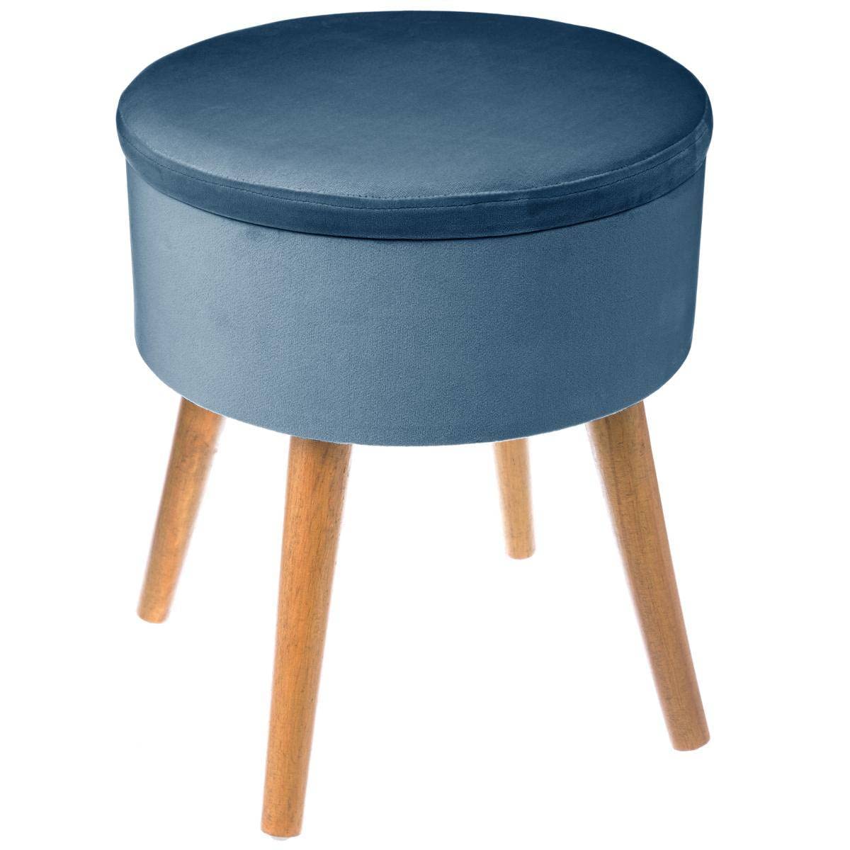 ATMOSPHERA CREATEUR D'INTERIEUR Tabouret avec Coffre en Velours Bleu foncé Trend