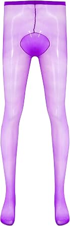 Oyolan Mens Mesh See Through Sexy Pantyhose High Elastic Soft Stockings Underwear with Sheath