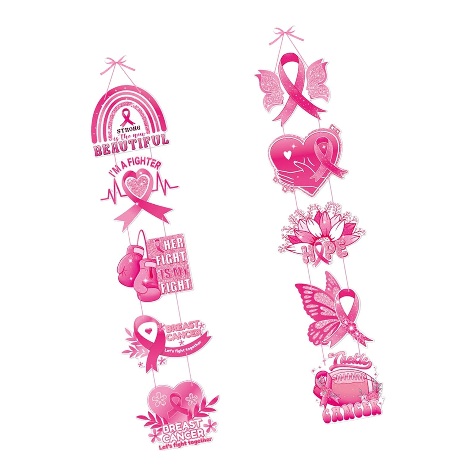 Tsophreniq 1Pair / 2Pairs / 3Pairs / 5Pairs Themed Door Decorations for Breast Cancers Awareness Month with Attached Ribbons Ribbon Door Hangers
