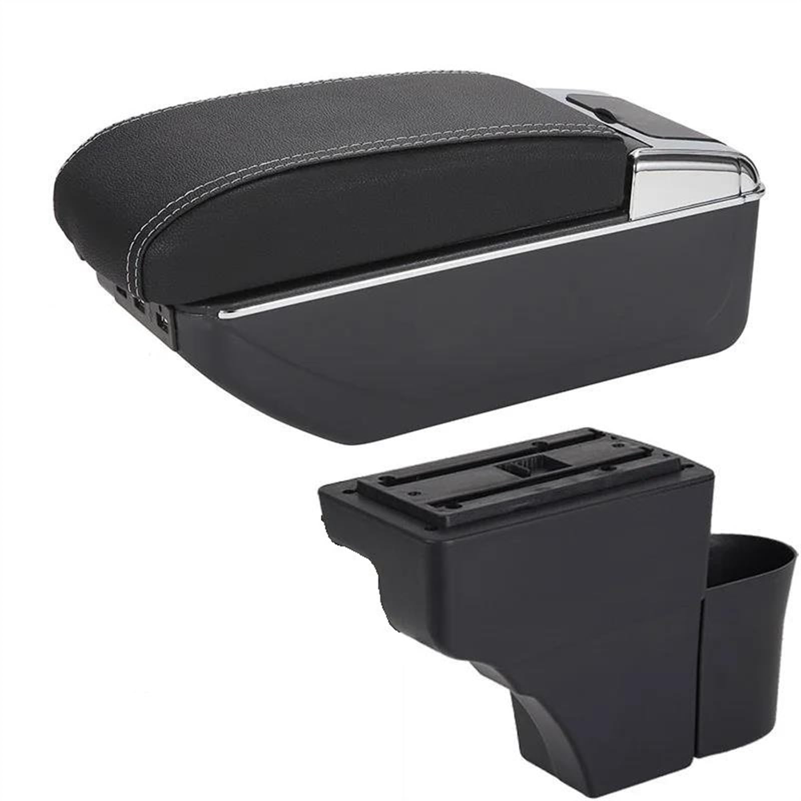 Armrest Box With Multifunctional Support PU Upholstered Car Interior Modification Accessories For Note(A3 Black white 7USB)