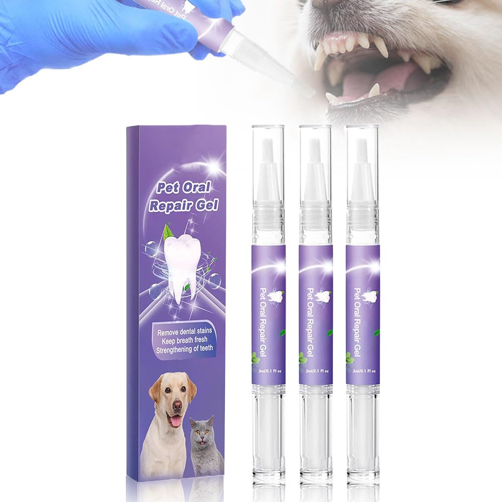 Pet Oral Repair Gel, 2025 Upgraded Pet Oral Repair Gel Dog Teeth Cleaning Pen, Pet Tooth Whitening & Cleaning Teeth Brightening Pen for Pets Dental Care Fresh Breath (3)