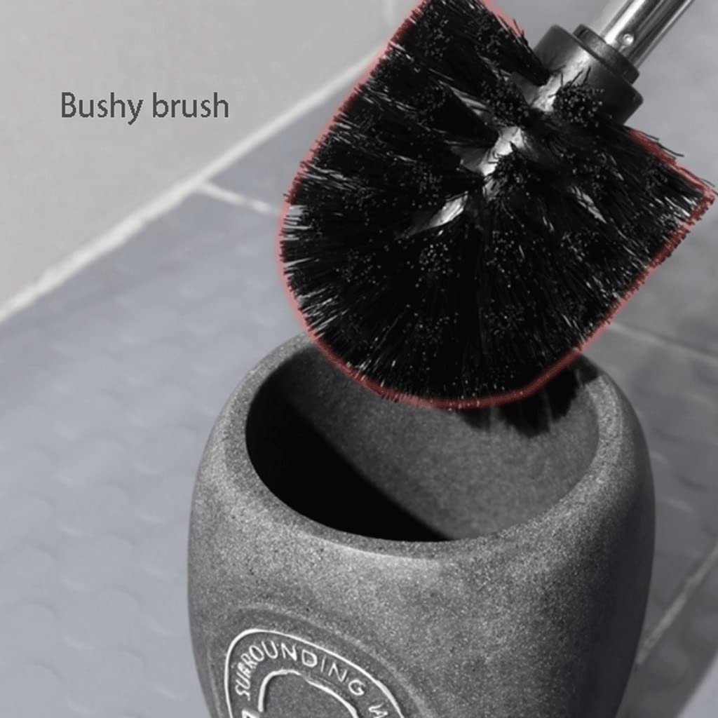 Spazzolone Pennello e Supporto for Toilette for Pavimenti in Piedi, Spazzola for Tazza da Bagno con Manico Lungo Acciaio Inox, Lavagna in Ceramica Rotonda Forniture per la Pulizia