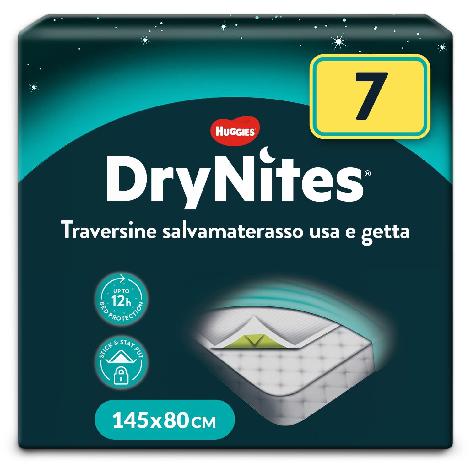 Drynites Traverse assorbenti, Salvamaterasso Adesivo, Con strato assorbente, Protezione Totale, Impermeabili, 7 Pz