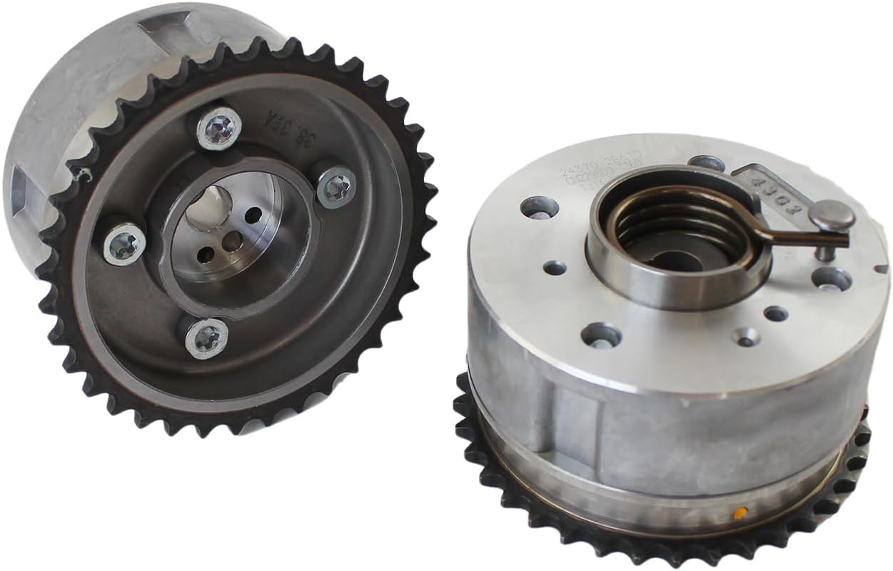 2PCS Camshaft VVT Timing Gear 243502B600 For Accent 2011-2019 Veloster 2011-2017 i30 2012-2019 i40 2011-2018 Kia Rio 2011-2019 Kia Soul 2011-2016, Aftermarket Parts Replacement 243702B610