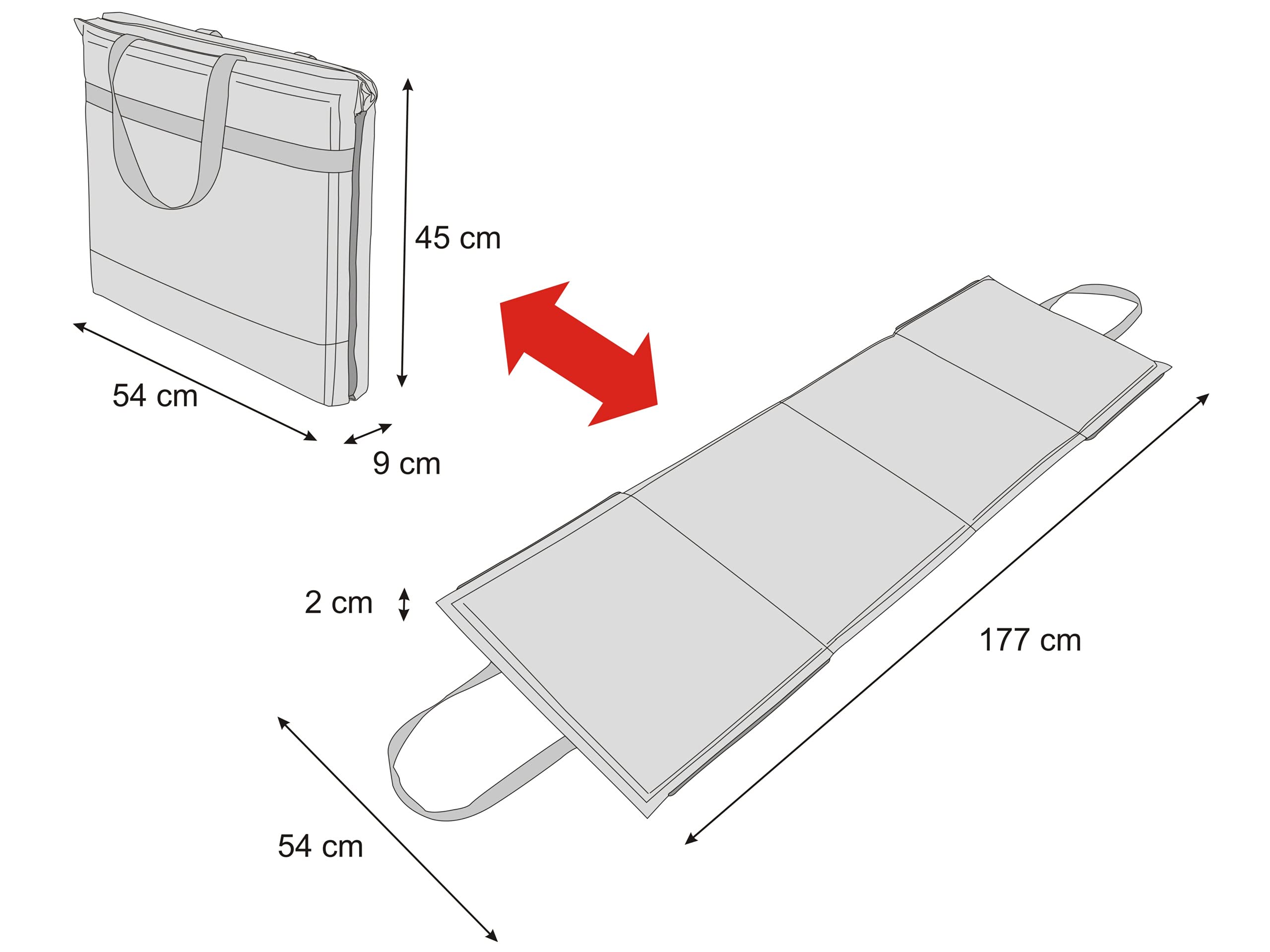 Strandmatte, 2in1 Sonnenliege, Strandmatte faltbar zu Tasche, 2in1 Faltbar Campingmatte für Outdoor, Park, Garten, tragbar - viele Farben, 177x54 cm