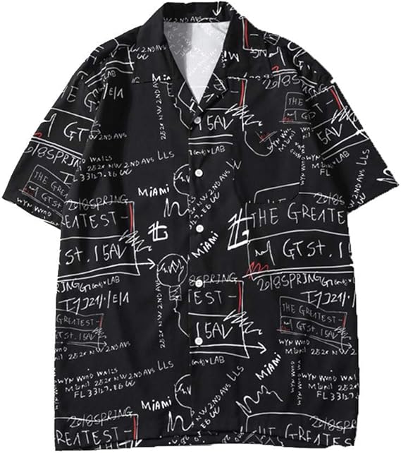 Amazon Godtoon アロハシャツ メンズ 大きい 春 夏 ビーチシャツ かりゆしウェア 通気 速乾 超軽量 プリント シャツ イベント 祭り ハワイ 半袖 カットソー Tシャツ ユニセックス 面白い 快適 トップス オシャレ 派手 ファション L 文字柄 Tシャツ カットソー