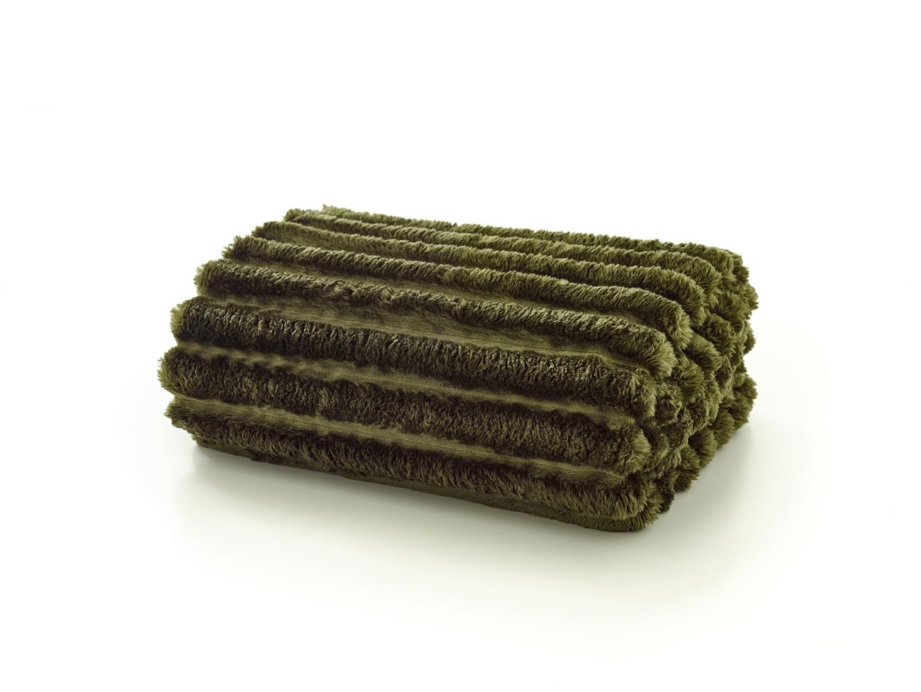 Deyongs Unisex Dark Olive Alnwick Supersoft Plush Cosy Autumn Ribbed Throw - 140X180cm In 140Cm X 180Cm