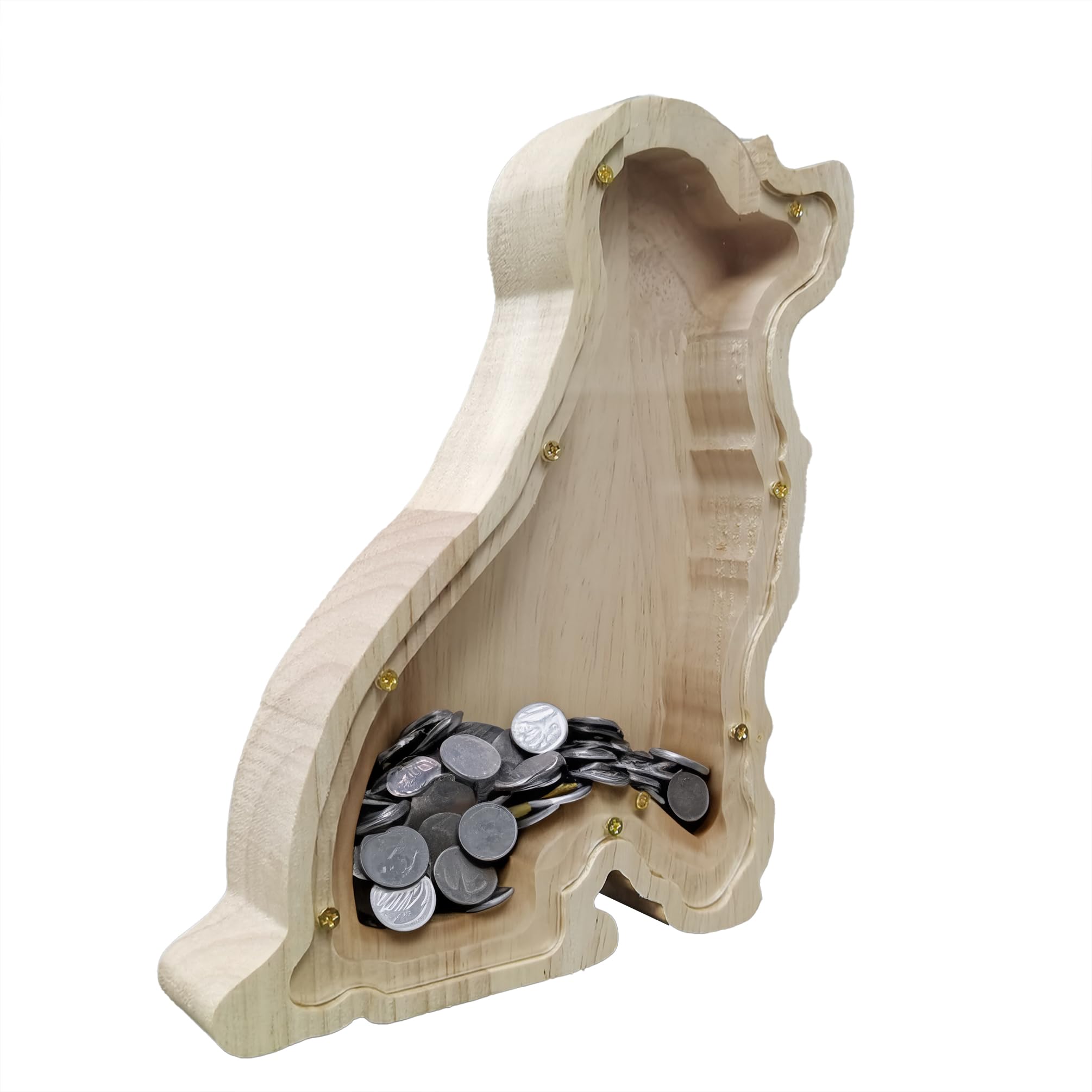 FixtureDisplays Wood Dog Piggy Bank - 5.91x7.09x1.1 Inch Savings Bank For Kids