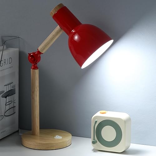 Miniatura 9 de Pequeña lámpara de escritorio de madera, lámpara de mesa ajustable tricolor para niños, lámpara de escritorio para oficina en casa, lámpara de Negro
