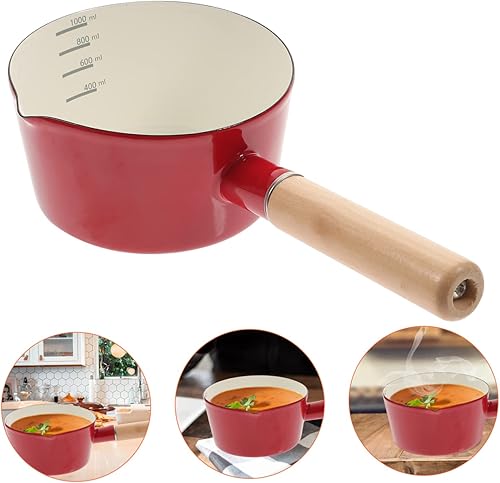 Miniatura 7 de Zerodeko Olla de leche pequeña de esmalte Calentador de queso Olla de leche para hervir olla calentador de mantequilla Sartén para fundir dulces