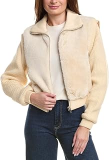 [BLANKNYC] womens Faux Fur Sweater Bomber Jacket