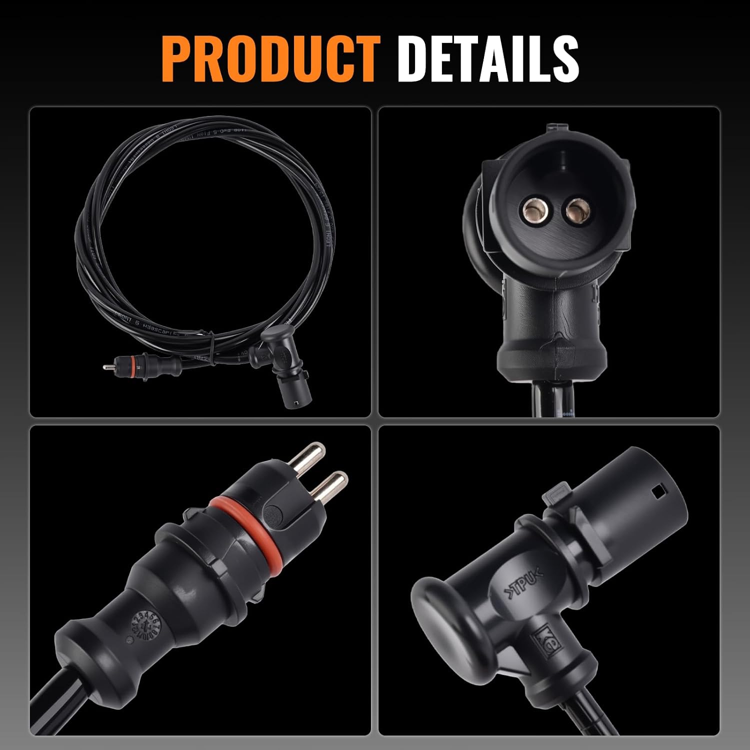 2Pcs S4497130300 Black 10 FT Truck ABS Sensor Extension Cable Compatible with Volvo Wabco S449, Hyundai, Great Dane, Utility Trailer, Trucks and Semi Trucks