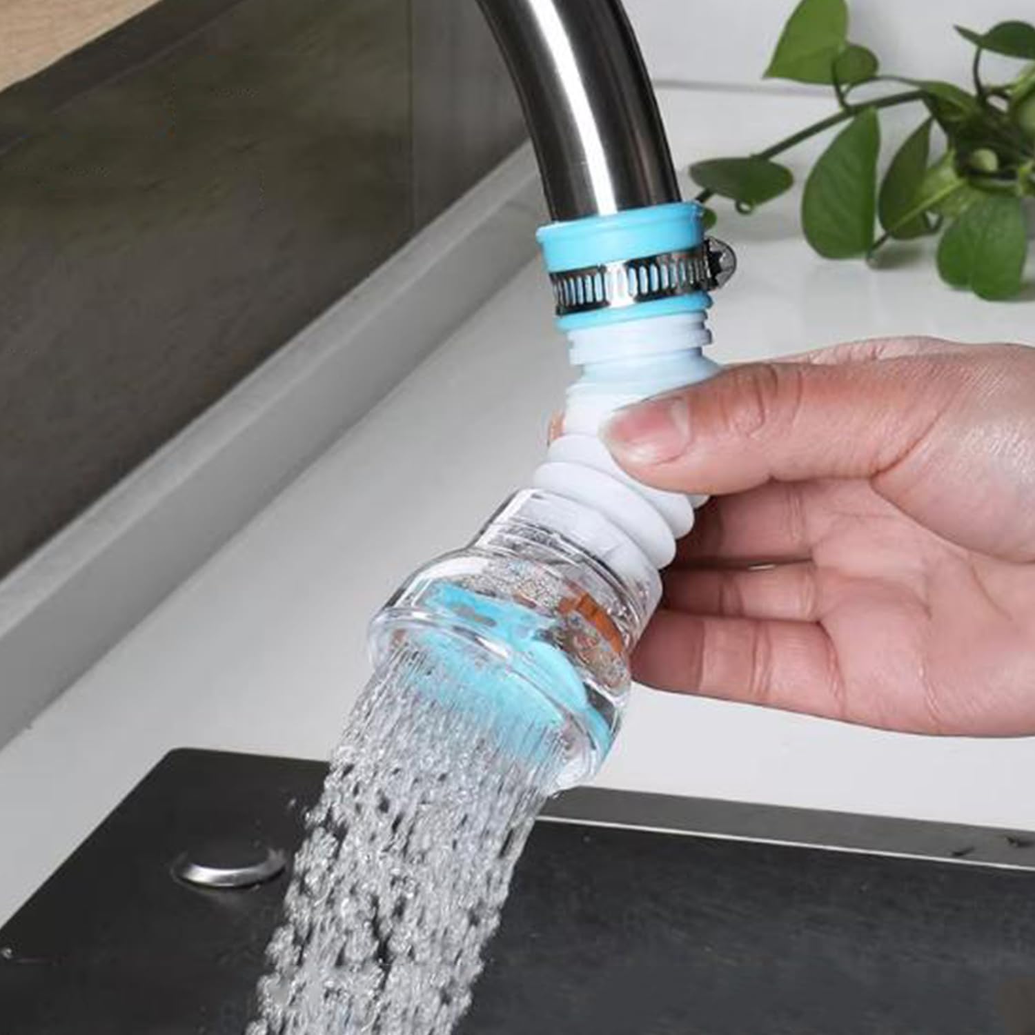 1PCS Rotatable 360 Water Filter Tap Purifier Adjustable Kitchen Accesories Household Water Filters Nozzle Adapter 8 3cm Blue