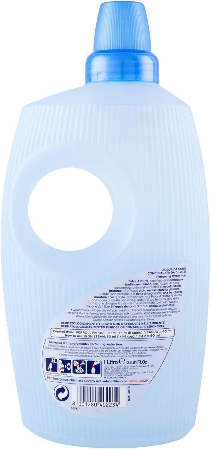 6er-Pack Felce Azzurra Acqua Profumata per Ferro da Stiro,Duftwasser für Bügeleisen 1000ml