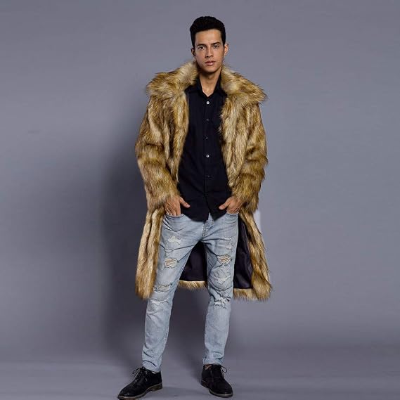 Faux Fur Coat for Men, NRUTUP Luxury 