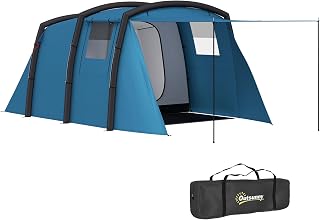 Outsunny Aufblasbares Zelt für 3–6 Personen Outdoor Campingzelt Familienzelt Luftzelt Glamping Zelt für 3 Jahreszeiten mit Luftpumpe UV50+ Winddicht Schneller Aufbau