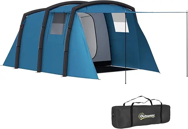 Tienda de Campaña Inflable Familiar para 3-6 Personas con Vestíbulo y Protección UV