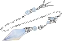 Vista 8 de Rockcloud Péndulo de piedra de cristal natural de roca curativa Reiki de 12 facetas con dije hexagonal de atrapasueños Wicca para equilibrar