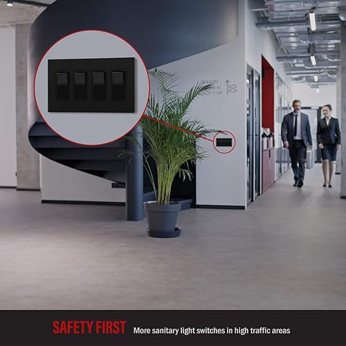 Miniatura 6 de ENERLITES Cubierta decorativa para interruptor, placa de pared sin tornillos, tamaño mediano, 4.88 x 8.58 pulgadas, policarbonato termoplástico