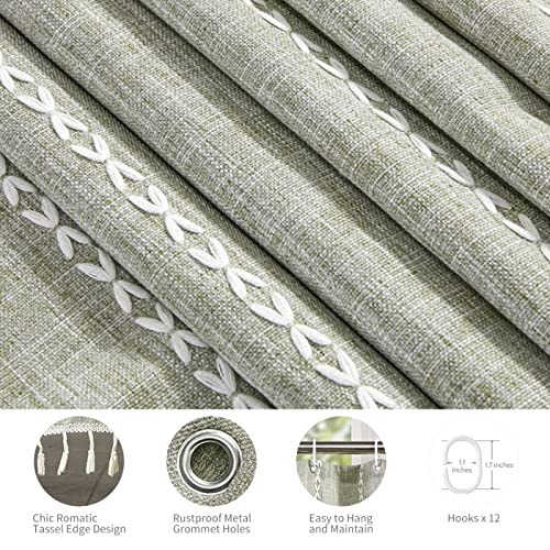 Colorigan Boho Farmhouse Shower Curtain - Linen Rustic Heavy Duty Fabric Shower Curtain Set With Tassel, Water Repellent Cloth, Modern Bohemian Chic Country Bathroom Shower Curtains #TOP3