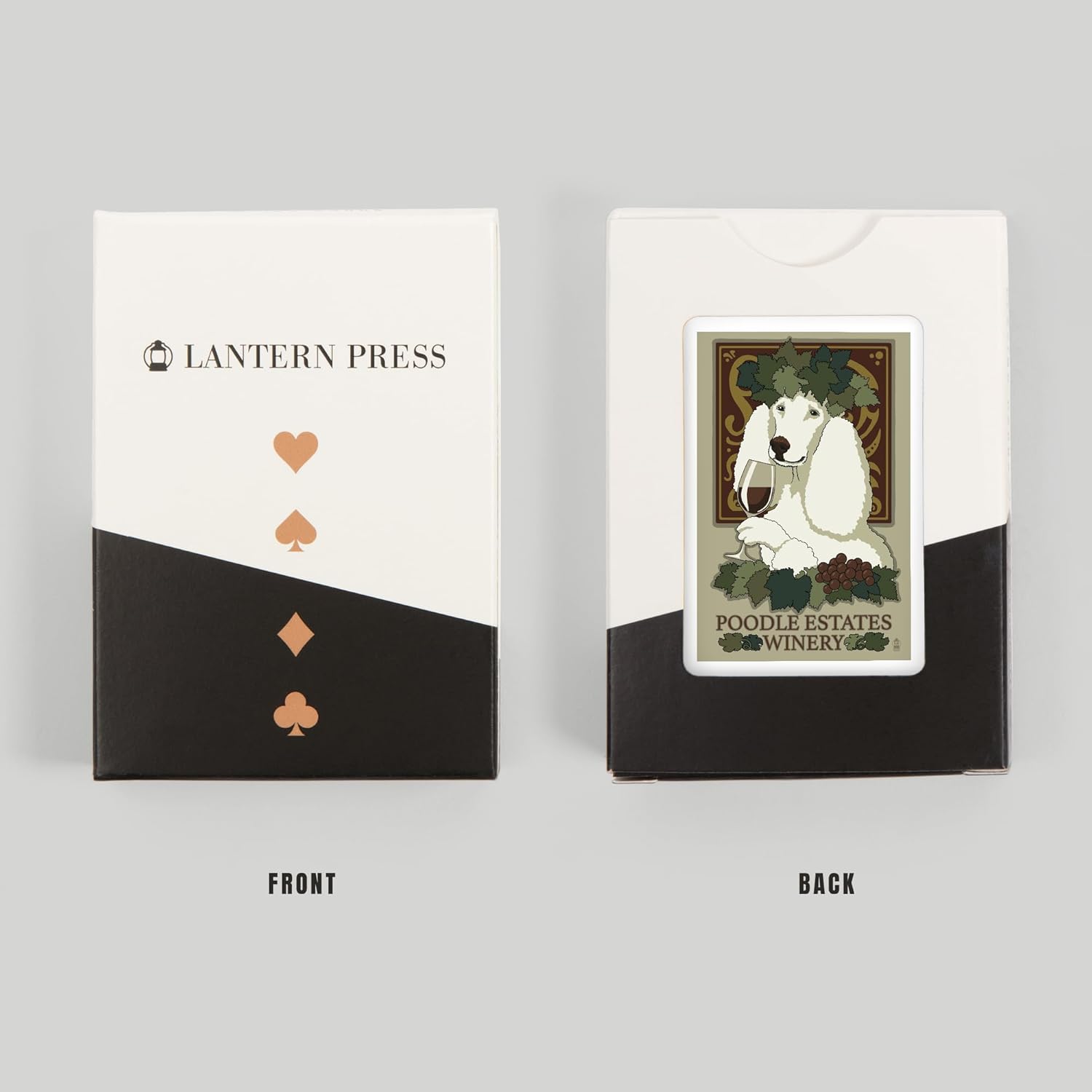 Lantern Press Poodle, Retro Winery Ad, 52 Playing Cards for Adults, Poker Size Card Deck