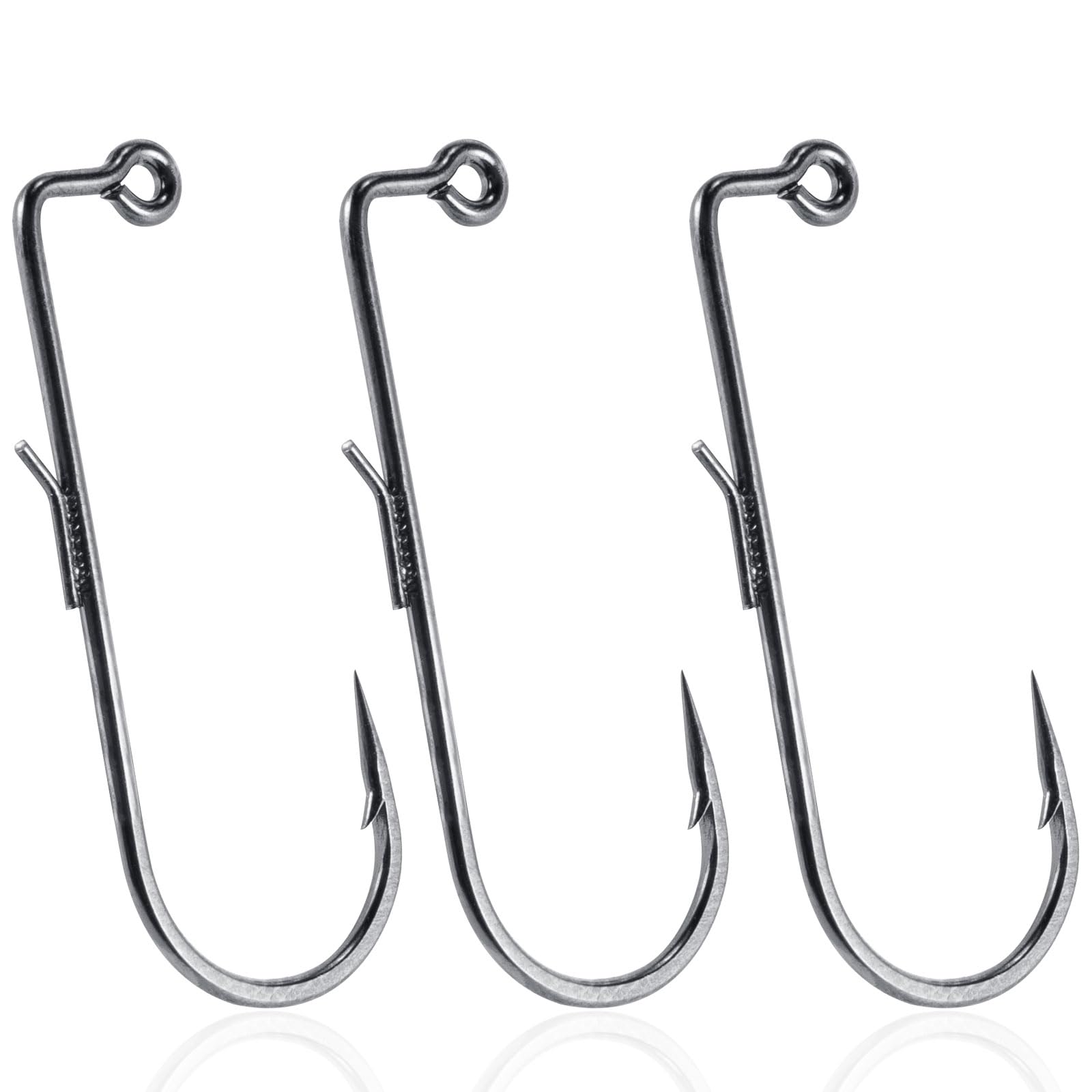 Dr.Fish 30 Pack 90 Degree Jig Hooks with Wire Keeper, Round Bend for Ned Rig, Swimbait, Bass Fishing Jig Mold Making Supplies #3/0