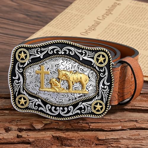 Image of Cowboy Belt Buckle for Men Western Cowgirl Rodeo Longhorn Bull Belt Buckles