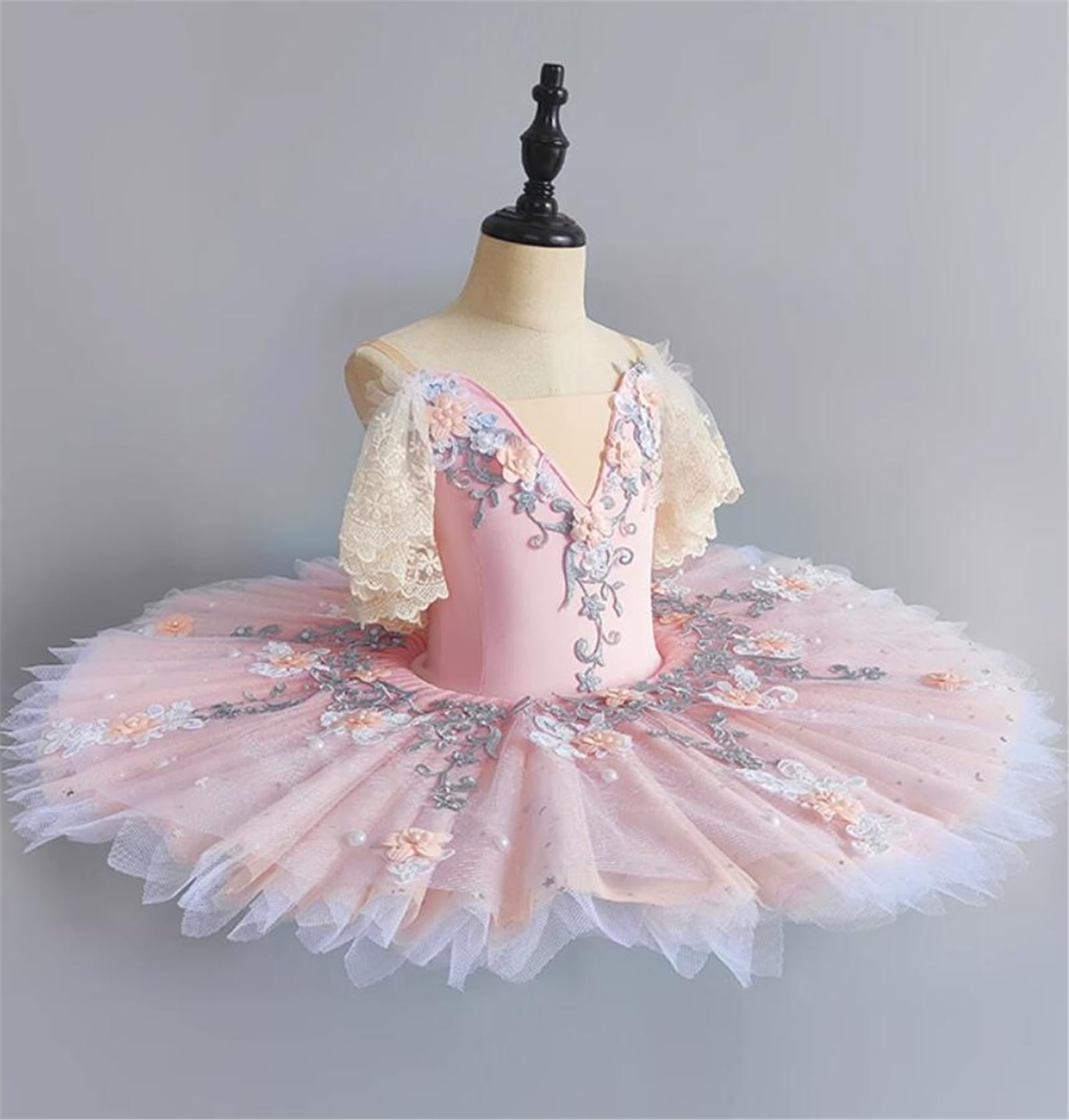 OTMYIGO Vestido de tutú de Ballet Profesional para niñas, Traje de Competencia de Baile de Escenario de Bailarina de Fiesta de Lago de los cisnes de panqueque para Mujeres de niños