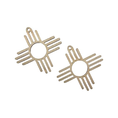 12 Pieces (Many Sizes) Smooth Unfinished Wood New Mexico Zia Sun Symbol Laser Cutout Dangle Earring Jewelry Blanks Charms Ornaments Shape Crafts