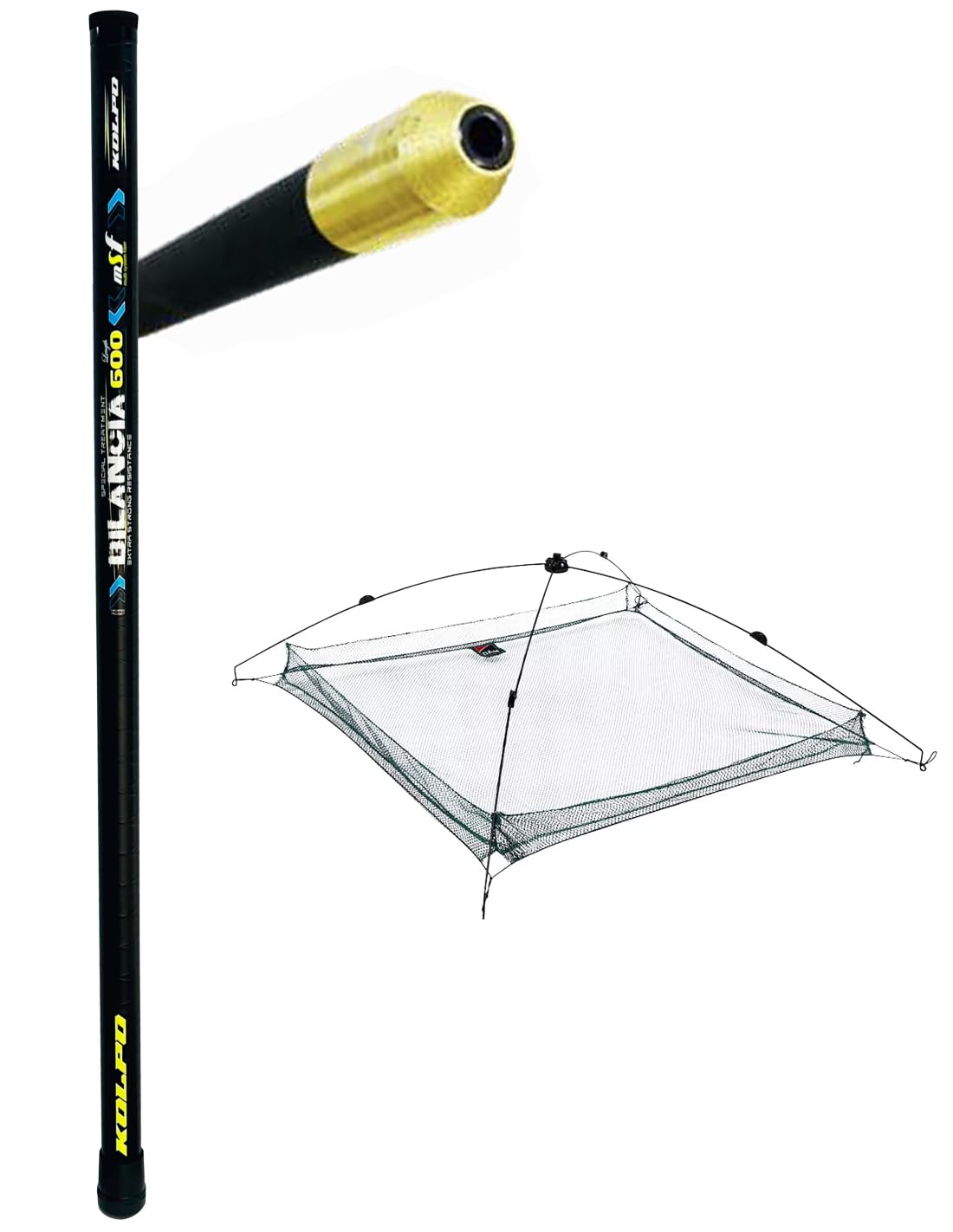 Kolpo Bilancella Completa Bilancia da Pesca Palo 6.00 mt Verghelle e Rete 100x100 cm