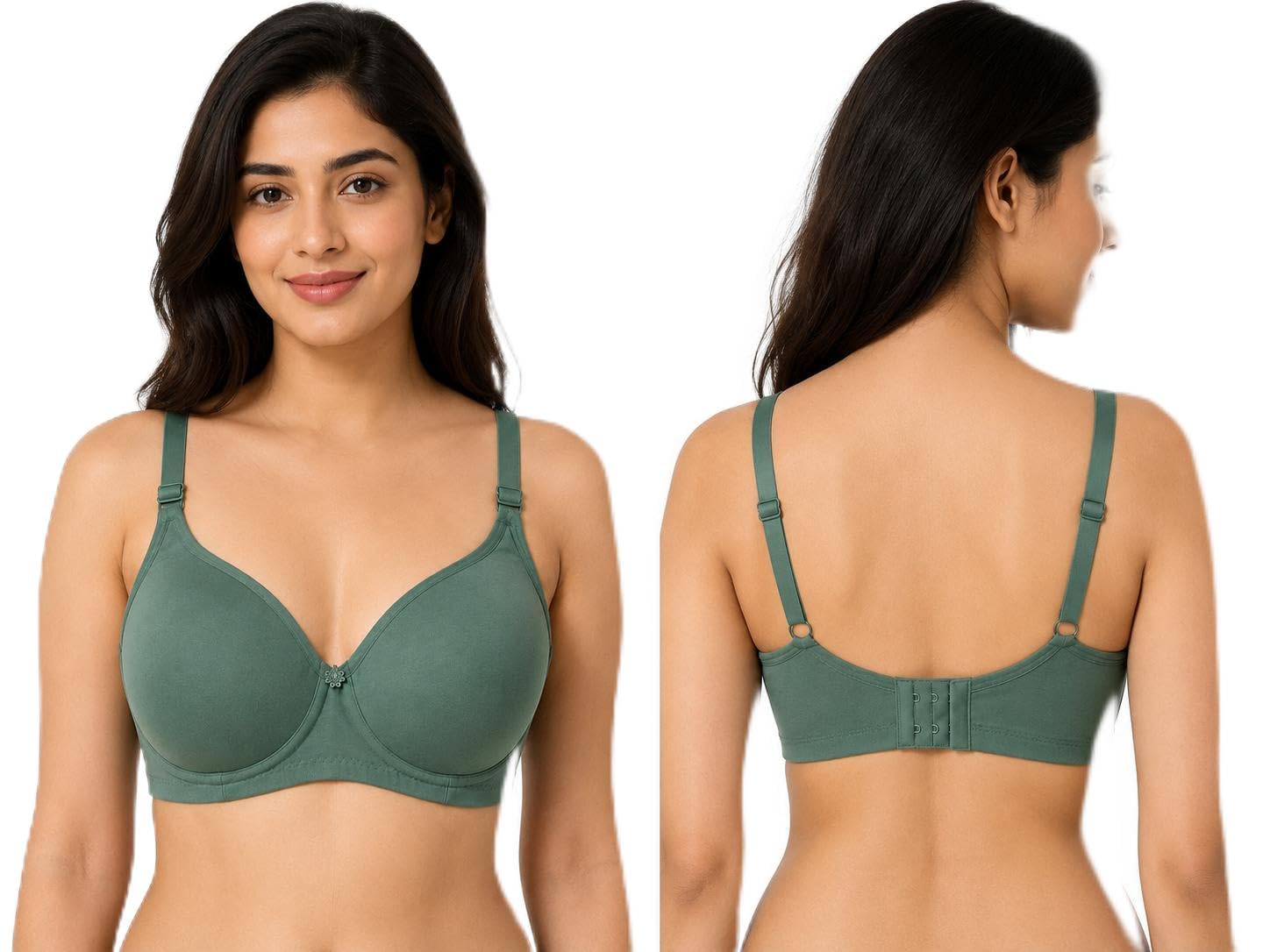 Women's Wirefree Padded Bra, Sage Green-image-0