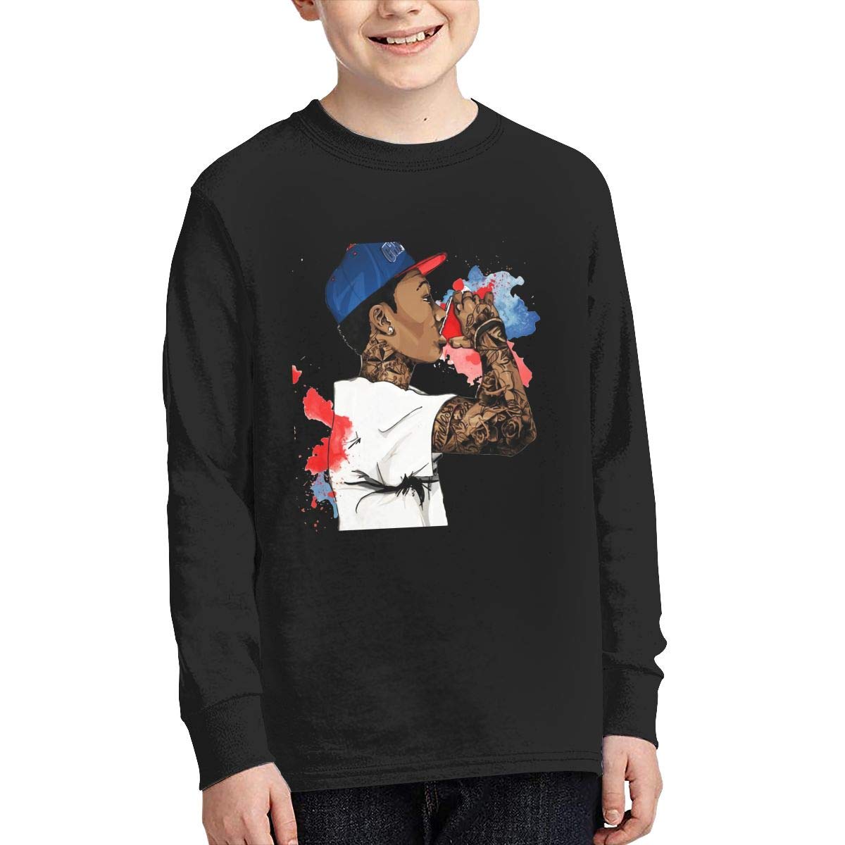 YouNood Teenager Junior Fashion Wiz Khalifa Long Sleeve Tees Black