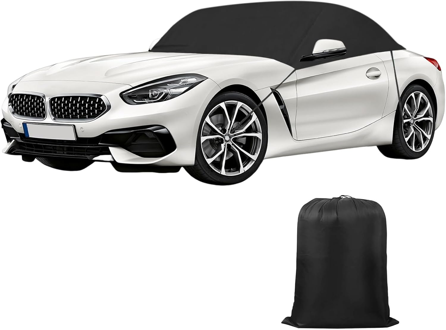 Soft Top Roof Compatible with 2003-2008 BMW Z4, Waterproof Half Garage 420D Oxford with Strap, Hood Half Cover Custom Covers for Protecting Soft Top Roof (Black - Z4)