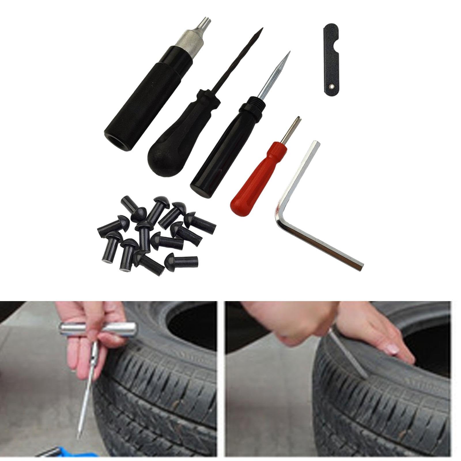 Kit de Reparación de Neumáticos de Fácil Manejo, Accesorios Prácticos de Calidad Y Herramienta para Reparar Neumáticos.