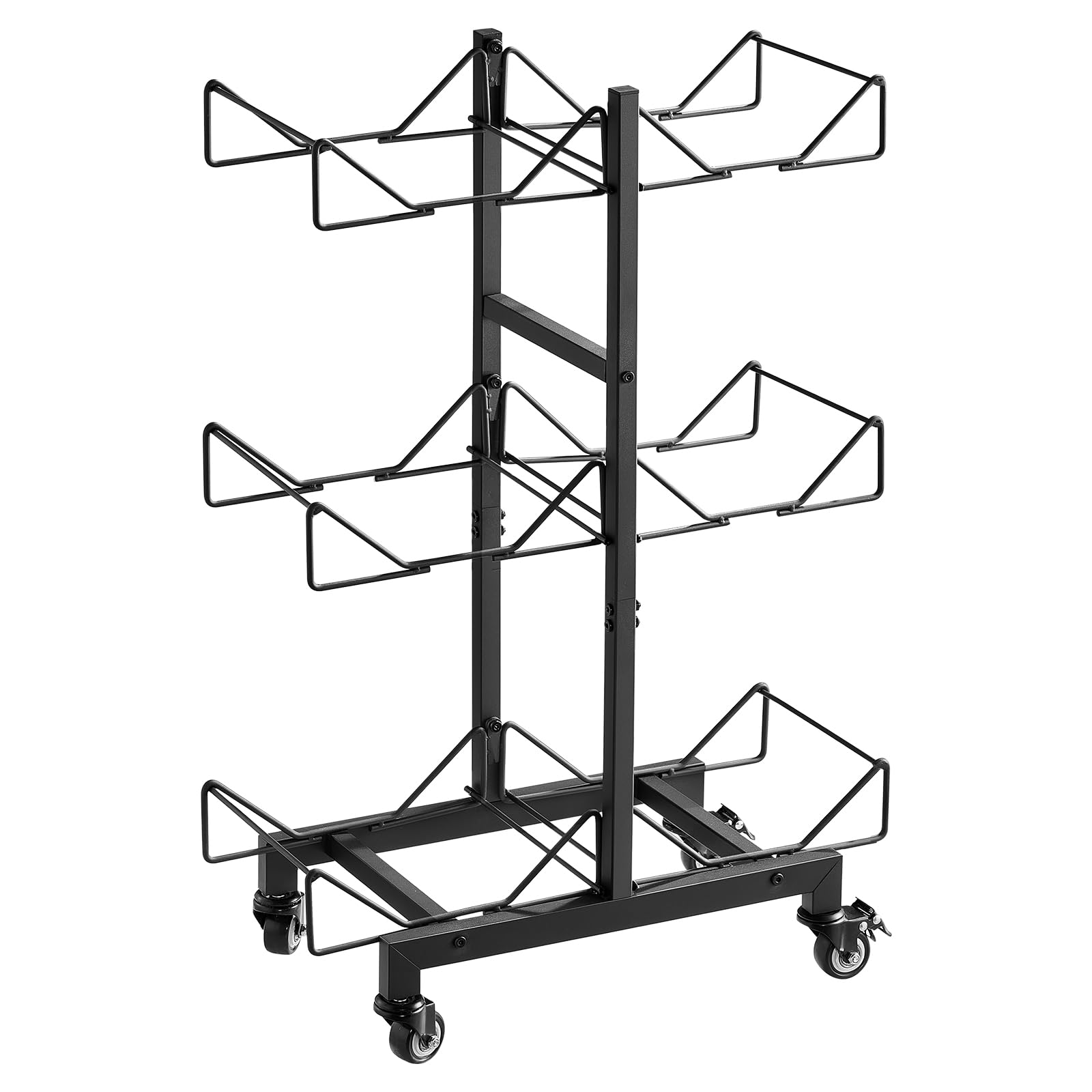 VEVOR Estante para Garrafas de Agua, Soporte para Botellas Grandes de Agua, 3 Niveles para 6 Botellas, Compatible con Jarras de 11 L y 19 L, con Ruedas con Freno, Plegable para Oficina Cocina Hogar