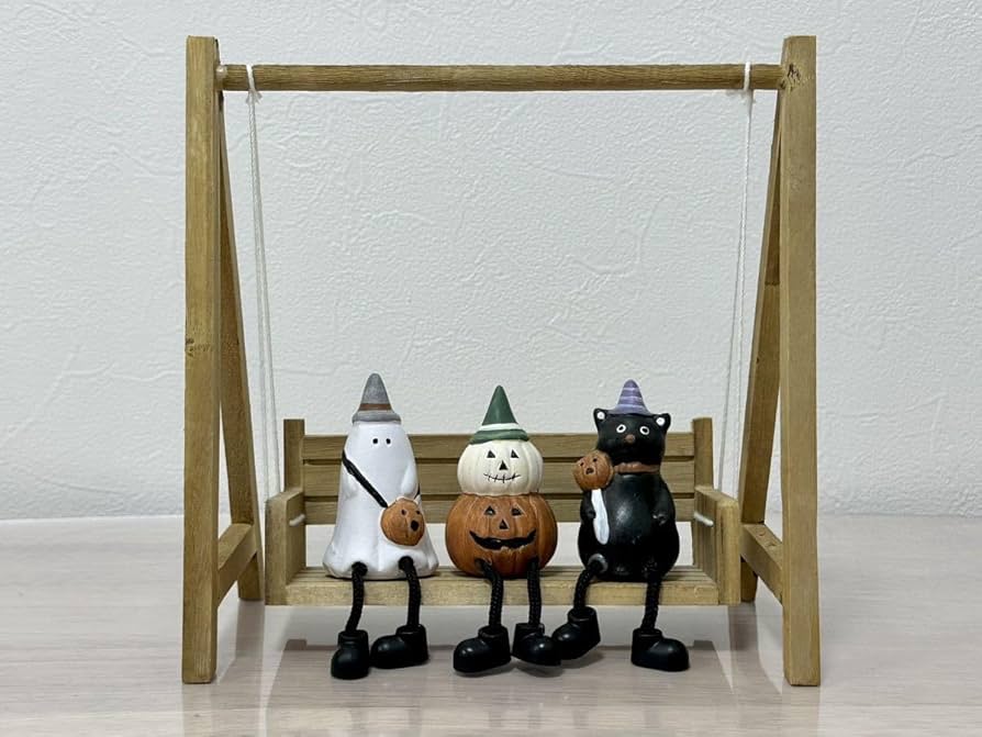 Amazon.co.jp: ハロウィン木製ブランコ 足ぶらオブジェ カボチャ