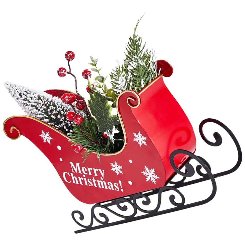 ifundom Trineo Navideño De Hierro Forjado para Decoración De Escritorio Adorno Navideño Encantador para Mesa para Decoración Navideña De Hogar