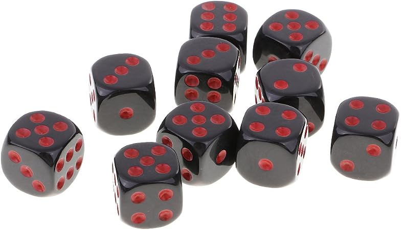 Amazon 全3色 10個 D6ダイス 6面サイコロ セット デジタルダイス レッドブラック ダイス サイコロ おもちゃ