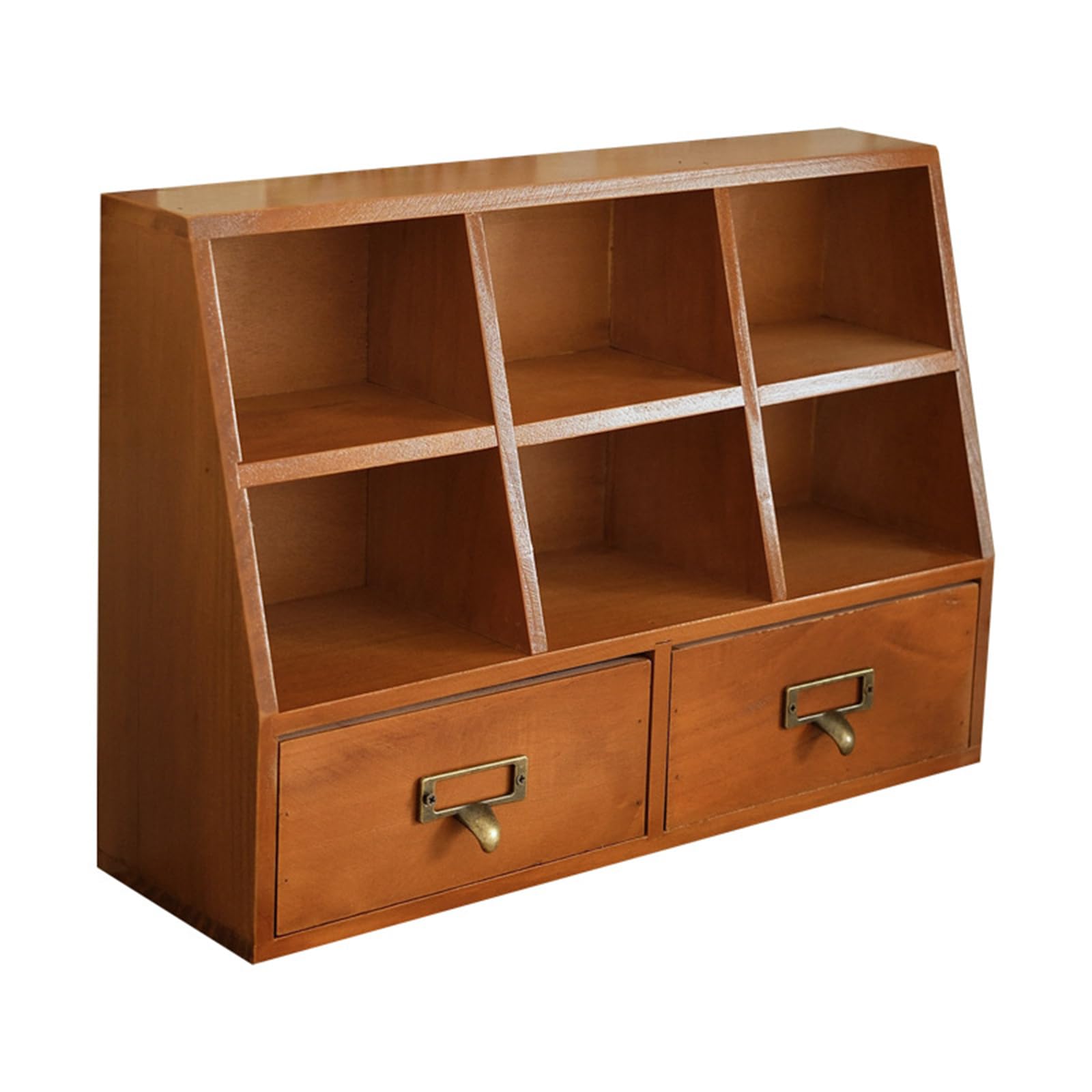Limtula Sturdy Wood Storage Box Elegant Farmhouse Finish 6 Sections 2 Drawers Multifunctional Drawer Organizers Cabinet