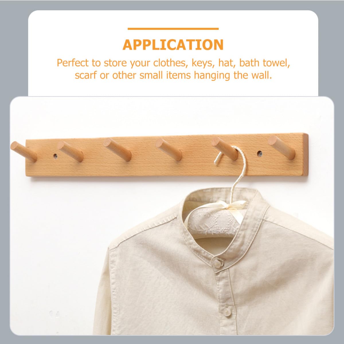 Perchero de Pared de Madera con Ganchos Adhesivos sin Taladro Diseño Simple y Elegante para Organización y Decoración del Hogar