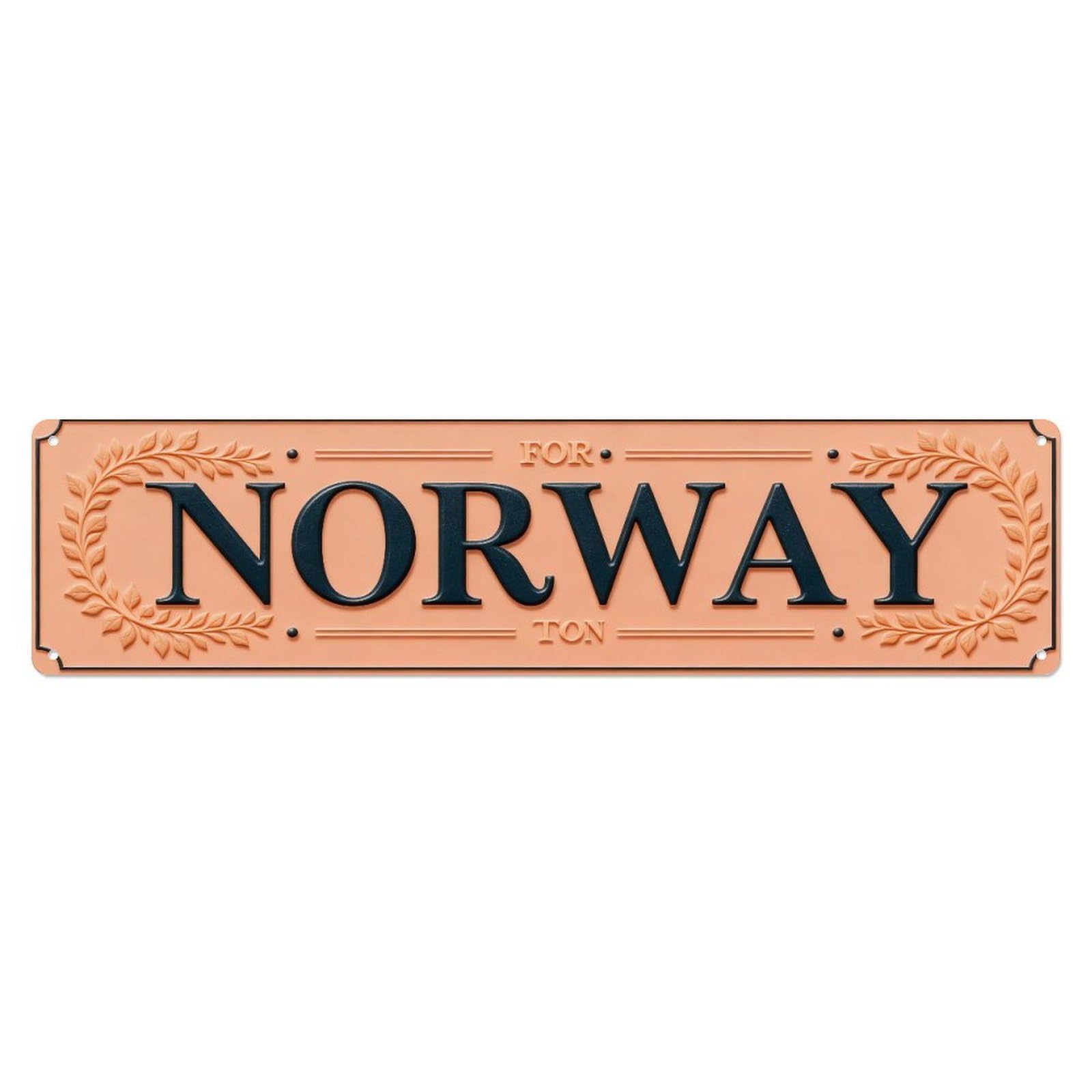 For Norway Ton Laurel Wreath Metal Tin Sign Plaque