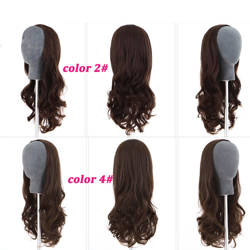 Remeehi 3/4 Half Wig Brazilian Remy Human Hair Wigs Body Wave Clip in None Lace Half Wig(18" 180g 10#)
