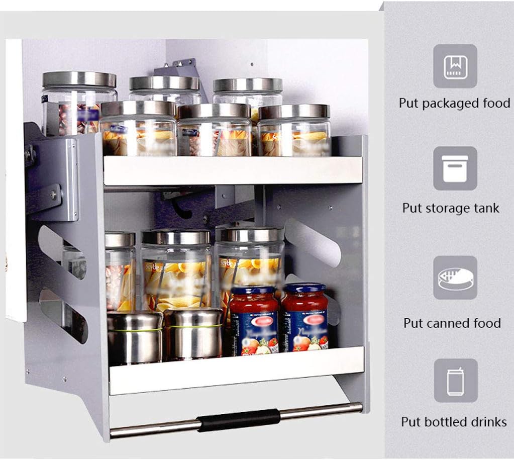 Pull Down Kitchen Shelf Lifting Basket Stainless Steel Wall Cabinet with 30kg Weight Capacity Efficient Storage Rack for Seasoning Bottles and More,A-66x30x52
