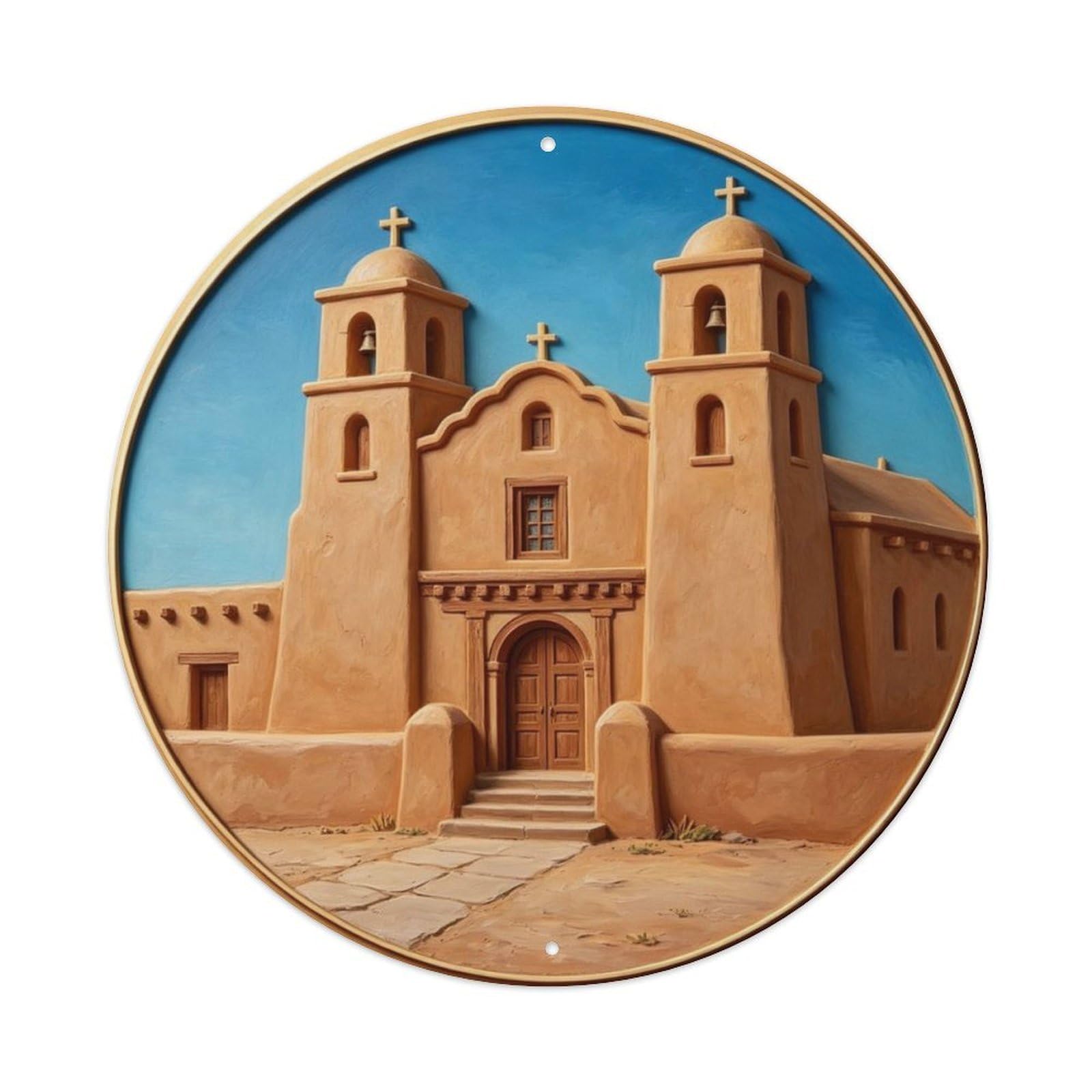 Santa Fe Adobe Church Metal Tin Sign Plaque