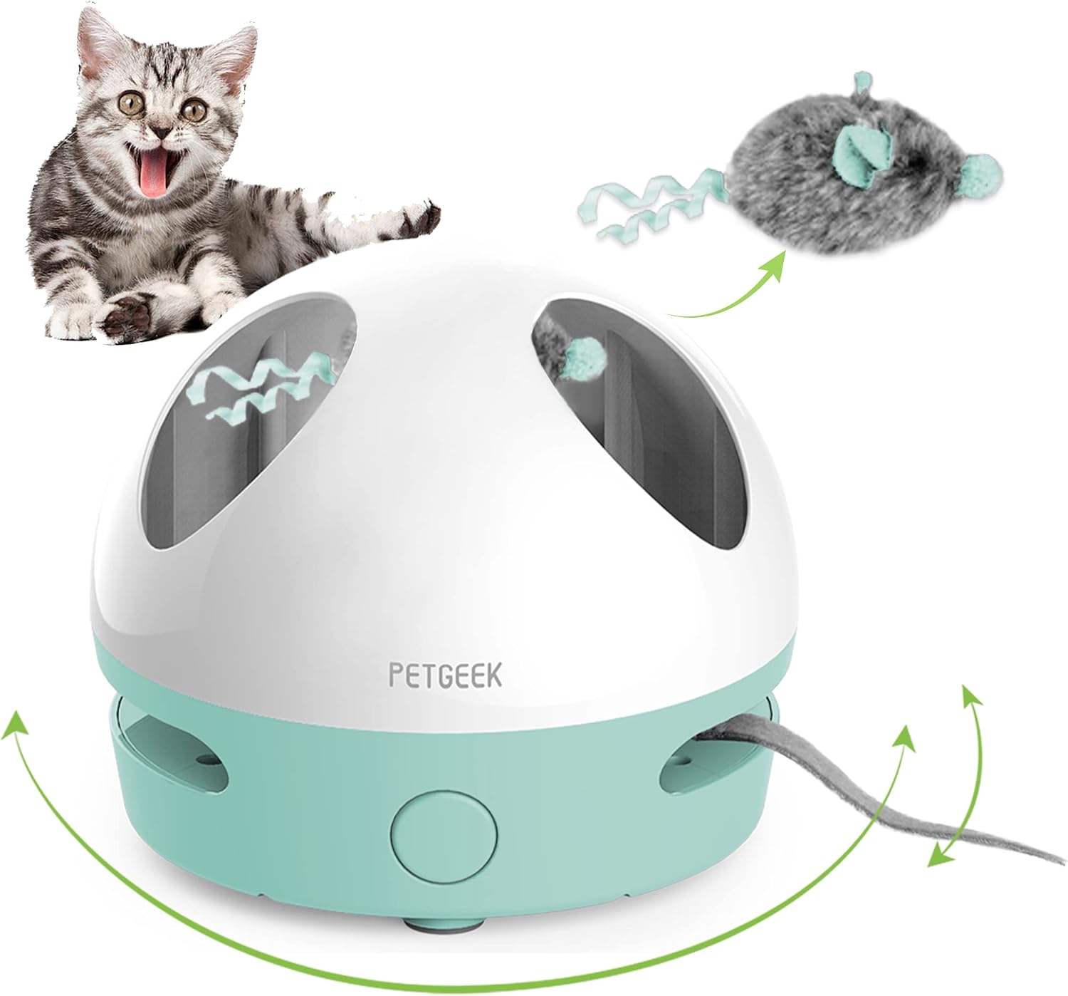 PETGEEK Cat Toy with Running Mouse, Interactive Motion Cat Toy with Electronic Smart Moving Tail and Squeaky Mouse, Hide and Seek Hunt…